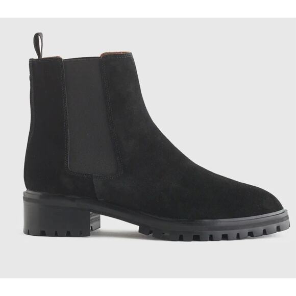 Quince Suede Chelsea Boot Black Size 8 Women's 1.5" Heel Rubber Sole NWT - Picture 1 of 6